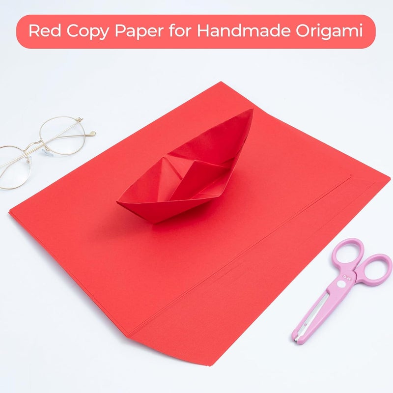 MG 100 Sheets Red Copy Printing Paper, 8.3 X 11.7 inch Color Printer Papers, Red Construction Paper for Card Making Scrapbooking School Office Party DIY Craft - Image 3